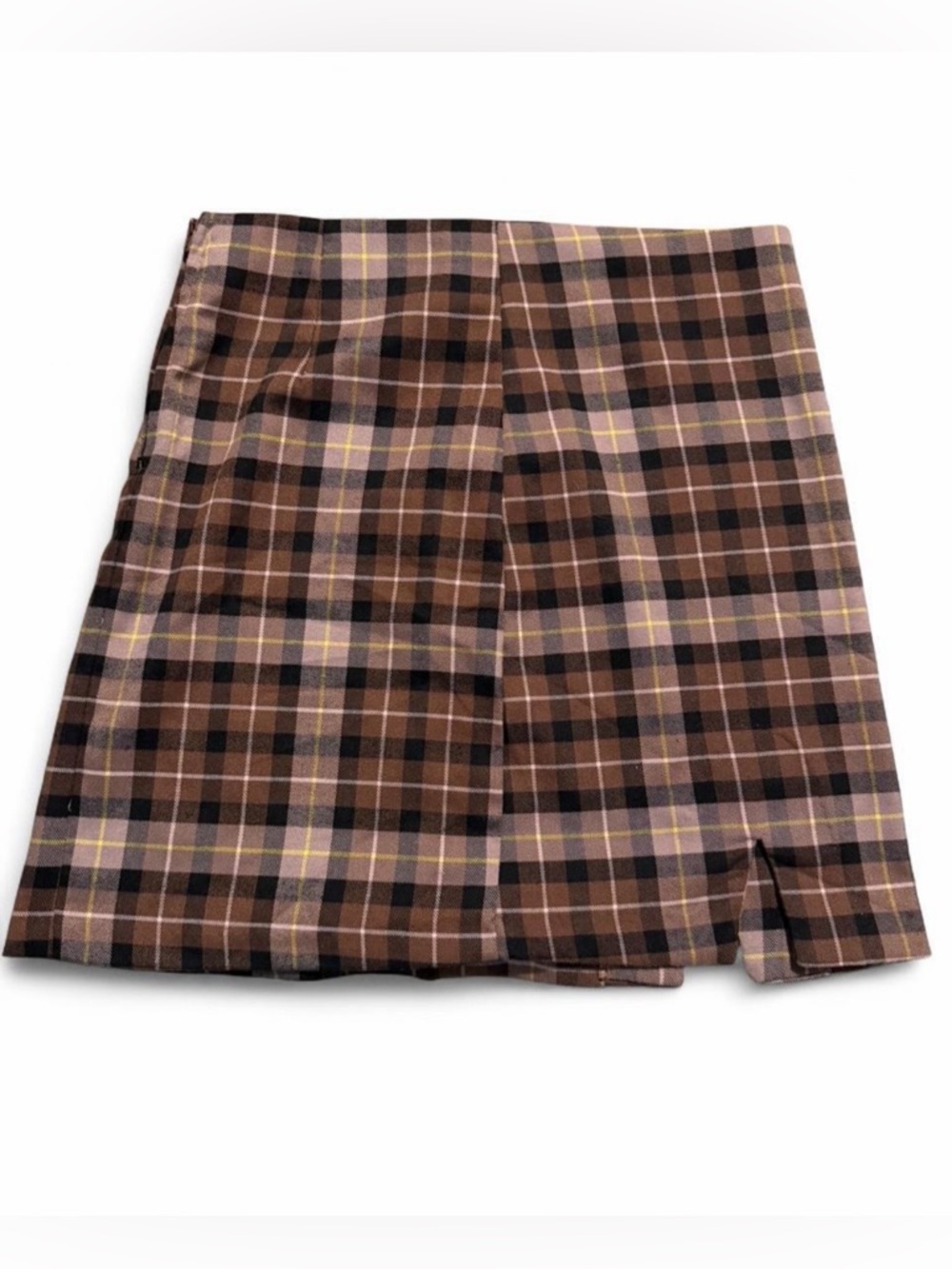Gianni Bini Plaid Mini Skirt in Brown, Tan and Black